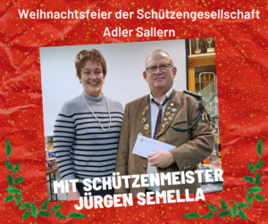 2022-12-15 Weihnachtsfeier der Schützengesellschaft Adler Sallern die Weihnachtsgrüße der Stadt und überreicht dem Schützenmeister Jürgen Semella die Weihnachtsgabe.