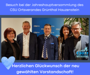 05 Besuch bei der JHV des CSU OV GrünthalHauenstein Herzlichen Glückwunsch der neu gewählten Vorstandschaft (1)
